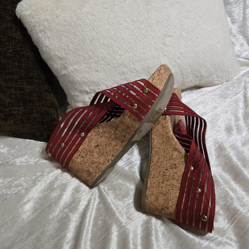 Women's Burgundy Wedge Slide Sandals By CATO size 8 NWT - Picture 2 of 7